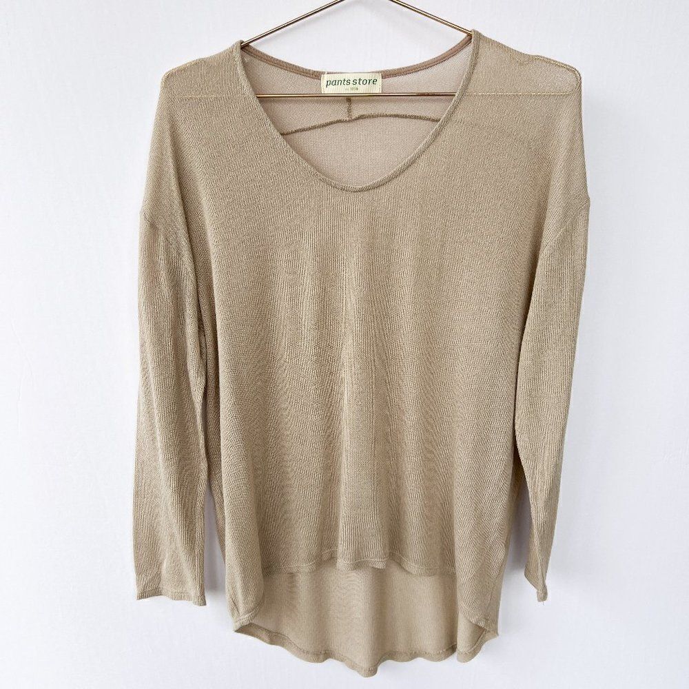Pants Store Tan Brown Long Sleeve Light Weight Sweater Large